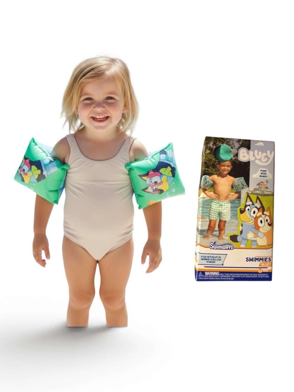 Bluey Kids Arm Floaties - Green Character Swim Bands